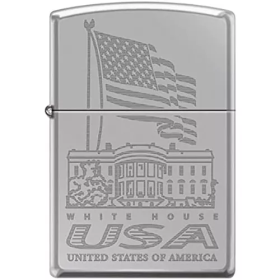 Zippo Flag-White House - High Polish Chrome