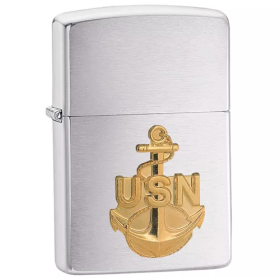 Zippo Navy Anchor Crest - Brush Chrome