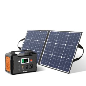 200W Portable Power Station, FlashFish 40800mAh Solar Generator with 50W 18V Portable Solar Panel, Flashfish Foldable Solar Charger with 5V USB 18V DC