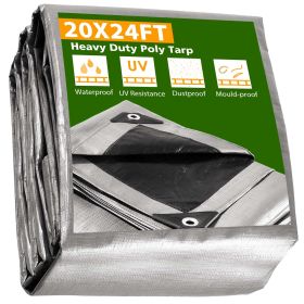 20x24ft Heavy Duty Poly Tarp/ Silver+Black