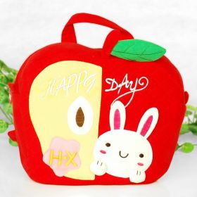 [Lucky Rabbit] Embroidered Applique Kids Fabric Art School Backpack / Outdoor Backpack (9.2*8.8*2.3)