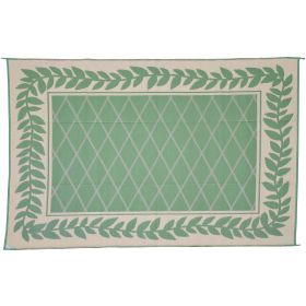 9x12 Reversible RV Outdoor Patio Mat, Camping Mat, Classic Leaf, Green (Reversible with 2 designs)