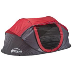 Pittman Instant POP-UP Ground Tent (Color: Grey/Red)