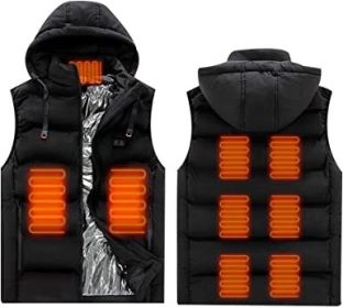 Heated Hooded Vest USB Interface Heated Warm Jacket without Battery (size: BLACK-S)