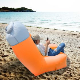 Inflatable Lounger Air Sofa Chair Couch with Portable Organizing Bag Waterproof Anti Leaking for Backyard Lakeside Beach Traveling Camping Picnics (Color: Orange)