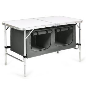 Height Adjustable Folding Camping  Table (Color: Gray)