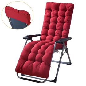 67x22in Chaise Lounger Cushion Recliner Rocking Chair Sofa Mat Deck Chair Cushion (Color: Red)